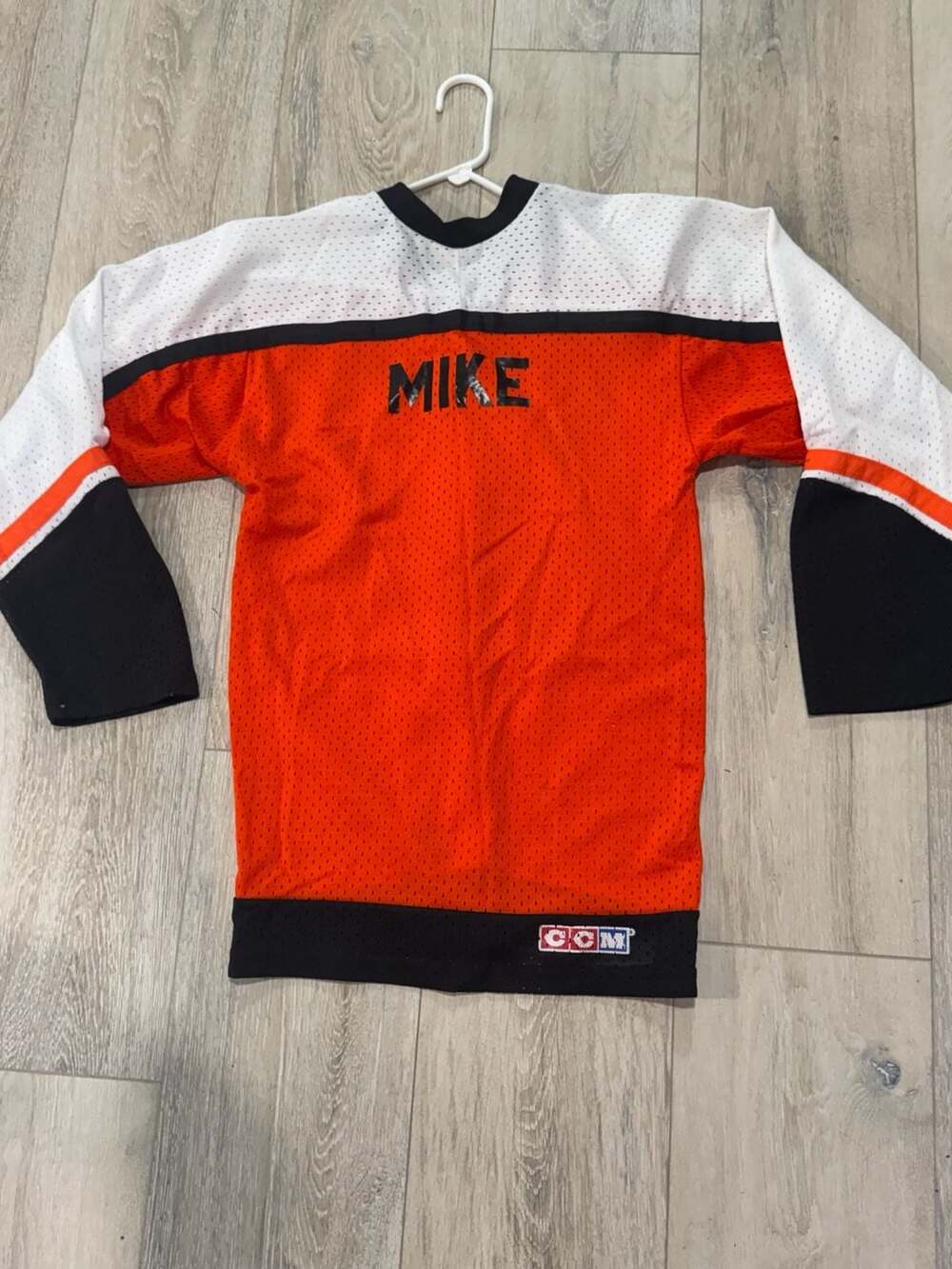 Vintage 90s Hockey Jersey Orange Black White Mesh Practice Streetwear Men’s S
